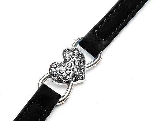 Miniatura 4 de chukchi corazón Bling collar de gato con cinturón de seguridad y campana 811pulgadas, xs, Negro y rosado