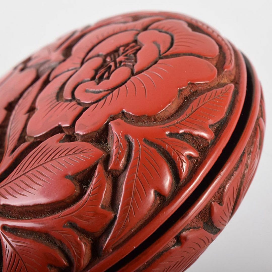 茶道具 堆朱 倶利雕 牡丹庵草 香合 在銘 共箱 V R8614茶道具 堆朱 倶利