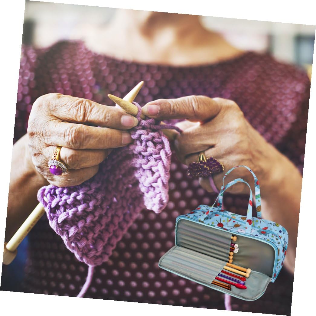 Borsa Accessori Uncinetto Tasche e Uso Domestico per Grande Capacità Oxford, Chiusura Cerniera Manico, Multi-scomparti Filati
