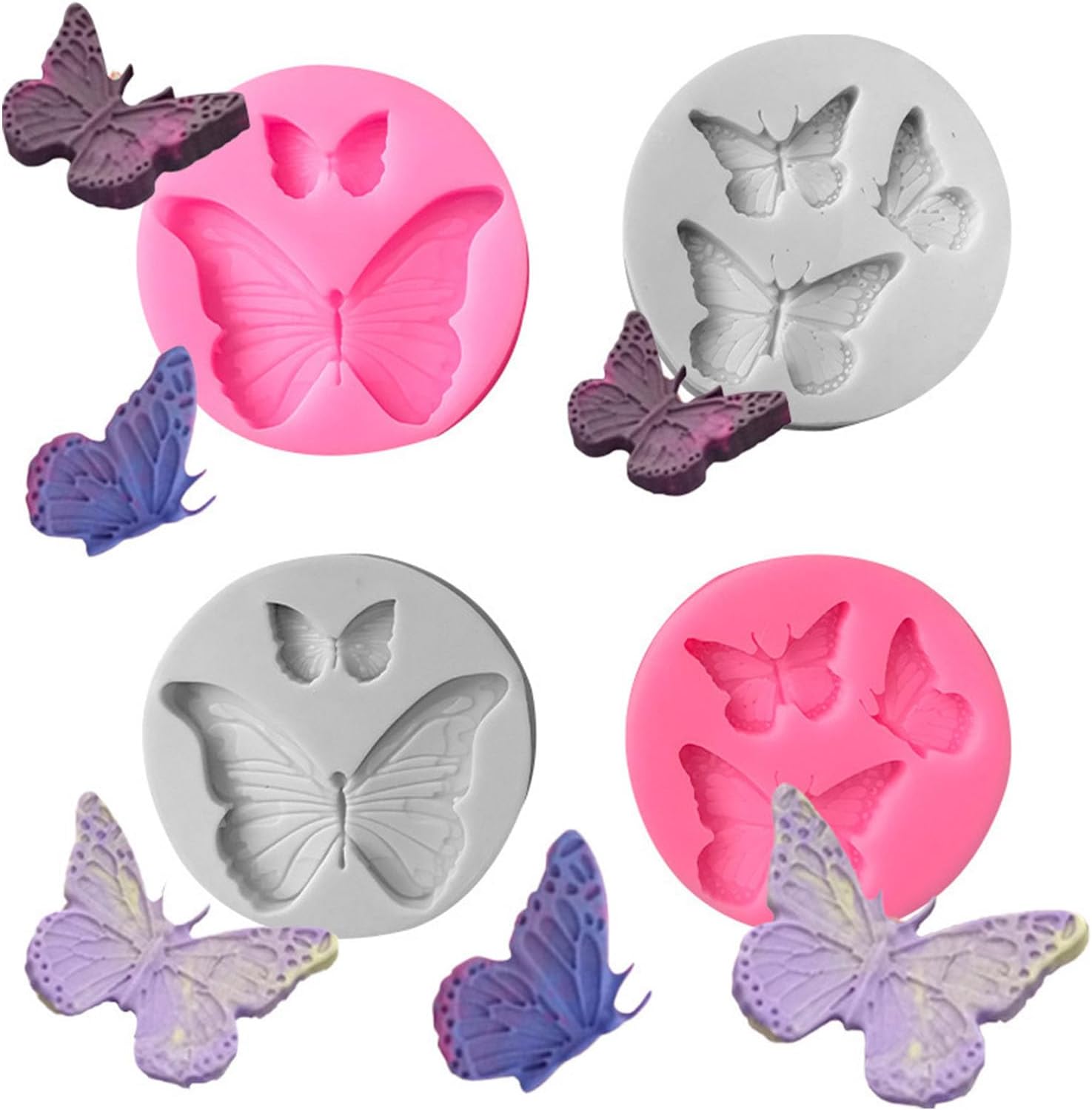 4 Piece Butterfly Silicone Baking Set for Cake Chocolate Fondant Decorations Flexible Design Nonstick Silicone Baking Accessories