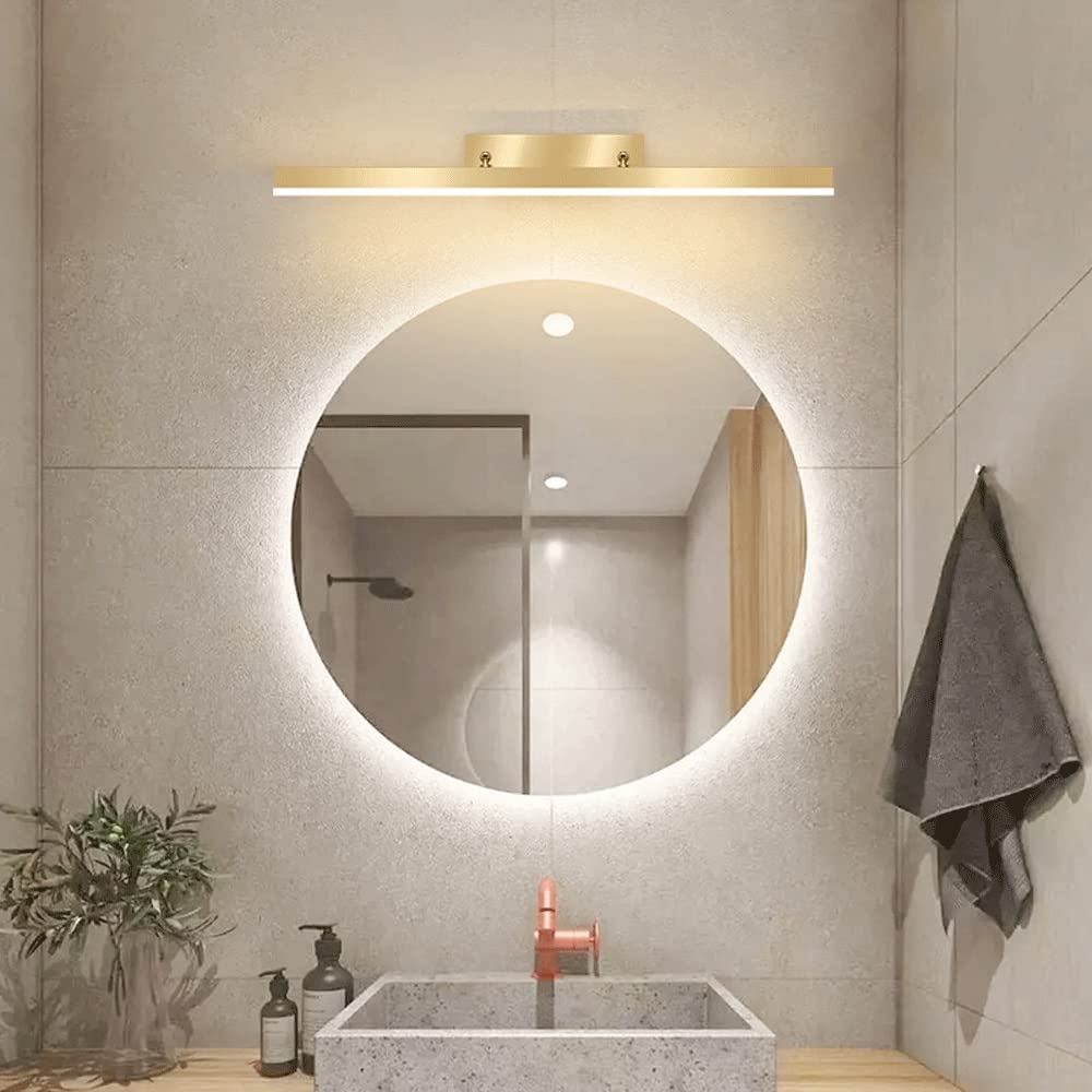 Luz de gabinete de espejo de metal lineal para baño, lámpara de pared ajustable de 180 ° hacia arriba y hacia abajo, luces delanteras de espejo de iluminación decorativa de tocador LED moderno, lámpar