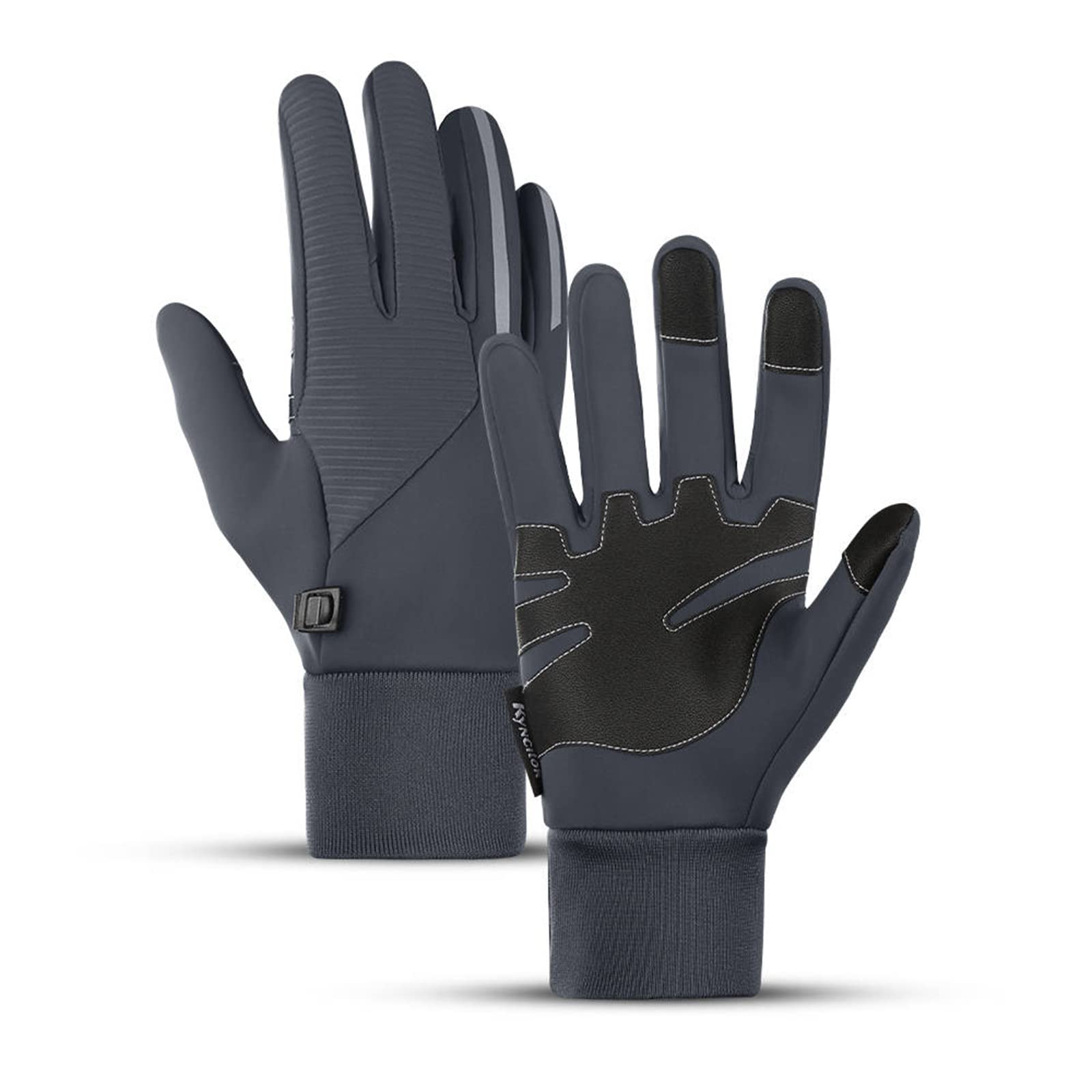 Guantes de Ciclismo para Hombre y Mujer, Guantes Ciclismo de Invierno - Guantes para Pantalla Táctil - Antideslizante - Reflectante - Correr Esquiar Conduci Escalar Cazar Acampar,Gray,S