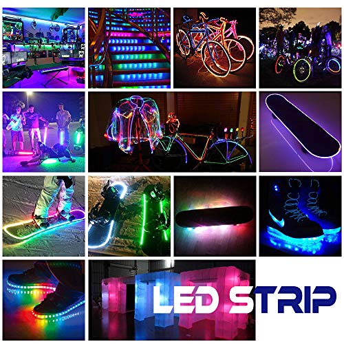 Led Strip Lights Battery Powered With Bluetooth APP, RGB led strip with APP Control, Waterproof, 4 AA batteries, Underglow Light for Longboard, Skateboards and Scooter, Bicycle, TV, Tent (2 x 1.64ft)