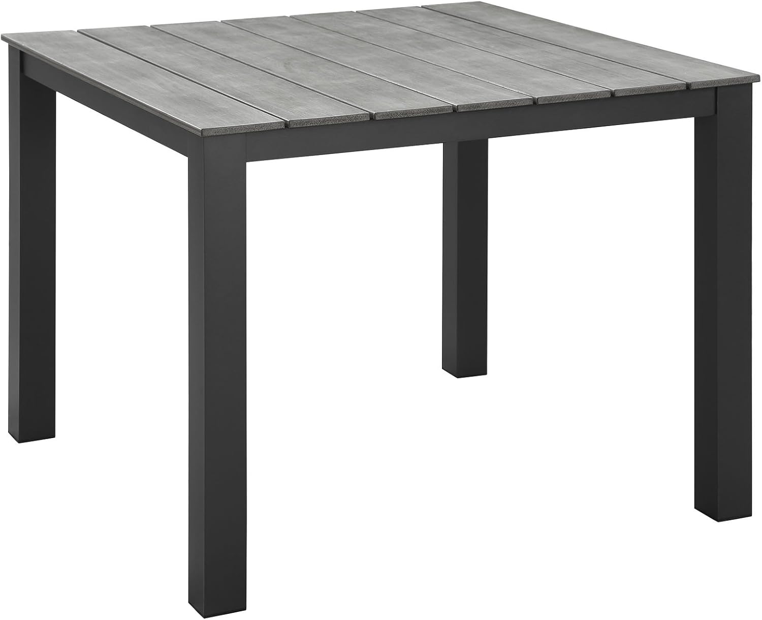 Modway Maine Aluminum Outdoor Patio 63" Dining Table in White Light Gray