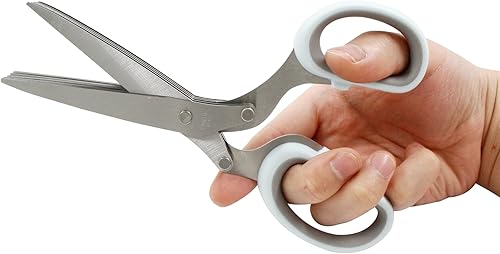 Miniatura 5 de Tijeras de ensalada con 5 cuchillas, tijeras de cocina azules para cortar verduras de carne, cortador, picador de ensalada y picadora (paquete de 6)