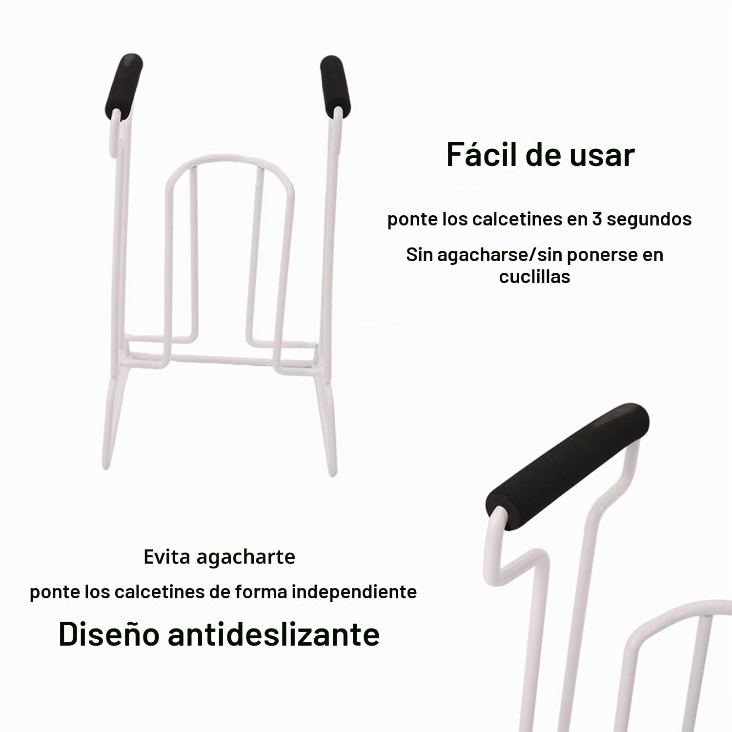 Calzador De Medias De Compresión De Acero,Calzador De Calcetines,Calzador De Medias De Compresión,Aparato Para Poner Medias,Cómodas Empuñaduras De Espuma,Para Mujeres Embarazadas,Personas Mayores