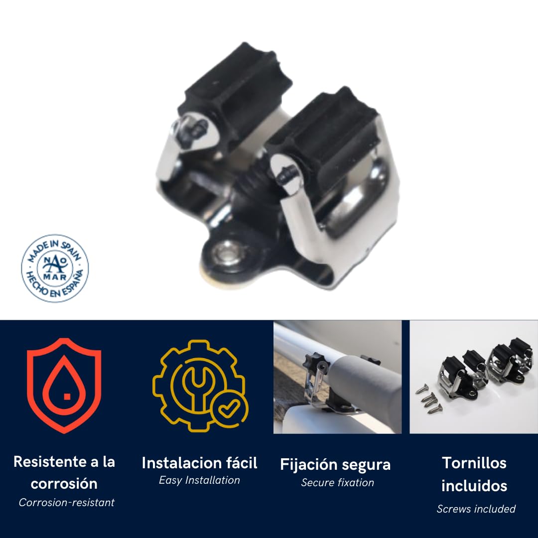 Soporte para Bichero de Barco, Pack de 2 Unidades, Fijación Palo Bichero, Tornillos incluidos, Fácil Instalación