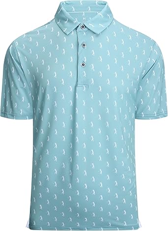 Alex Vando Mens Golf Shirt Moisture Wicking Quick-Dry Print Performance Polo Shirts for Men