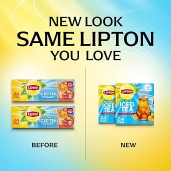 Lipton Decaffeinated Black Iced Tea Bags Family Size 6-Pack 144 Total Tea Bags Zero Calories Rainforest Alliance Certified Premium Quality Smooth Crisp Taste for Hot or Cold Brewing