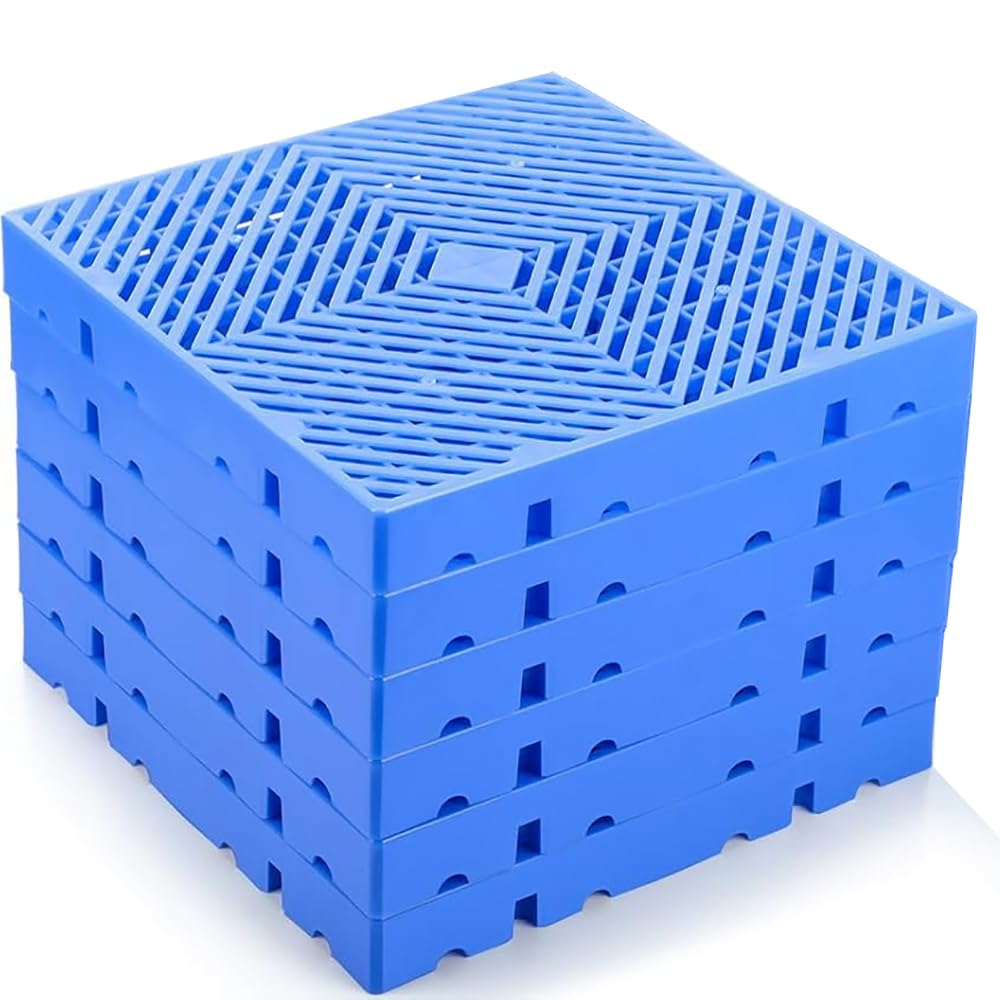 Lot de 6 palettes en plastique, Palettes légères en plastique avec grille aérée, pour supermarchés, garages et les caves, 40x40x3 cm