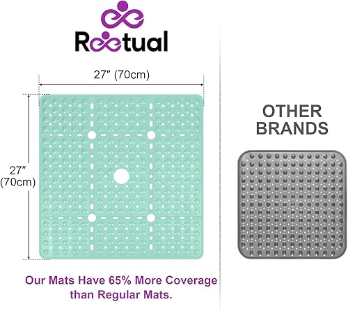 Miniatura 2 de Reetual Tapete de ducha XL antideslizante, tapete de baño de 27 x 27 pulgadas para cabina de ducha o tapete de bañera grande con 240 potentes