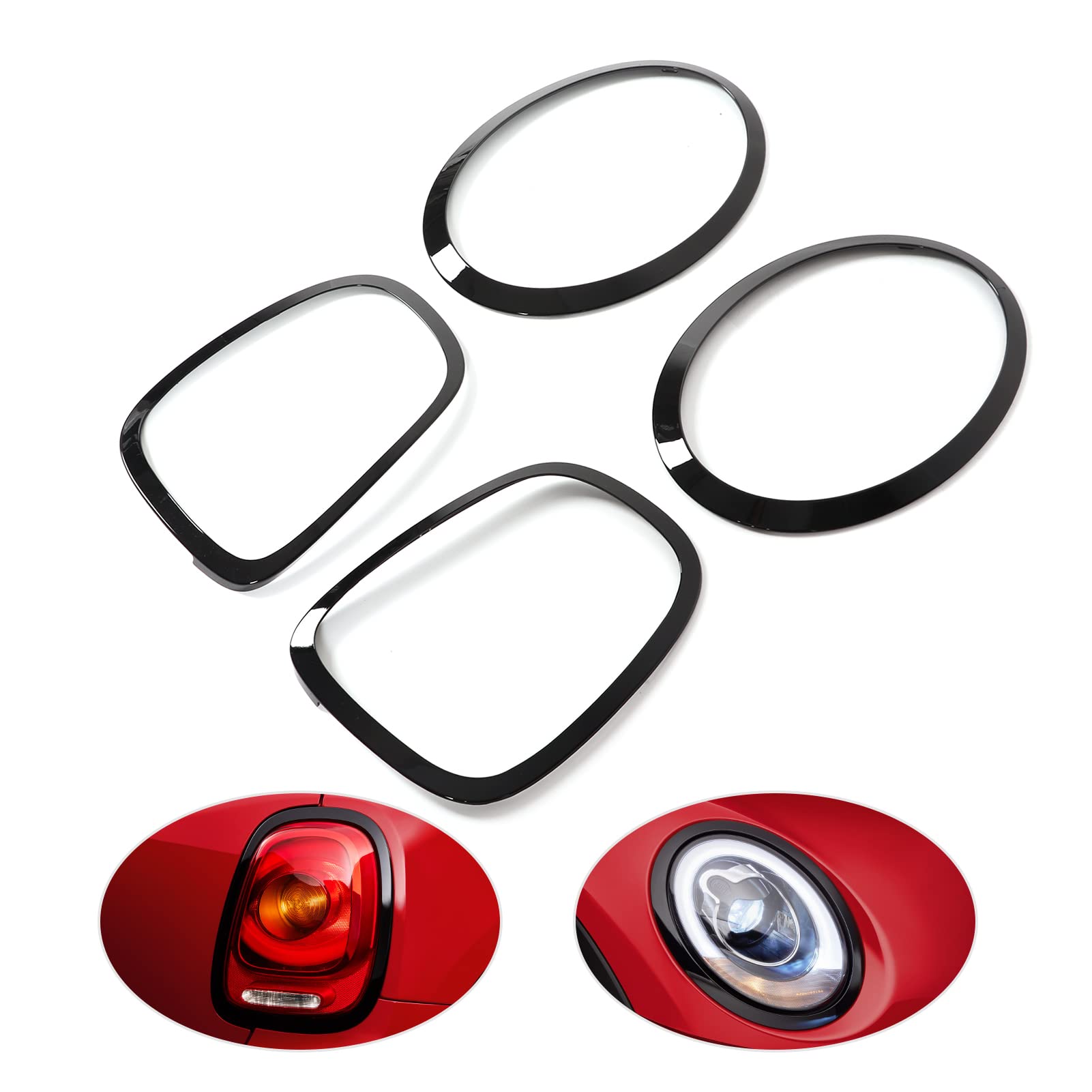 Nero Lucido Faro Posteriore Surround Cover Trim per F55 F56 F57 One Cooper S JCW 2014 Più Coperture per Fari Automobilistici