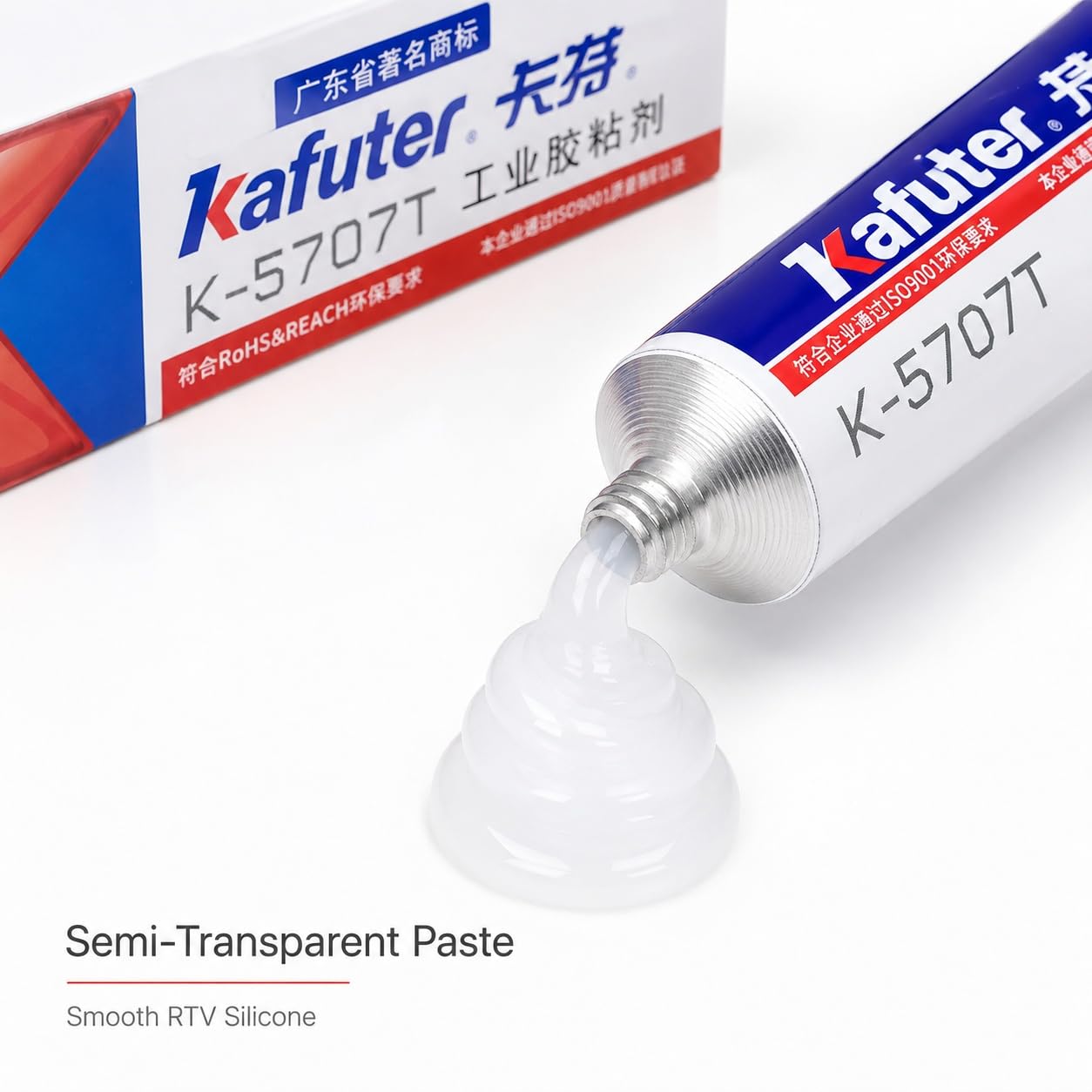 VIDOO Kafuter K-5707T Gel Fijador RTV Transparente Alta Elongación Compuesto Encapsulado Aislante Humedad Resistente Intemperie para Juntas Circuito Delicado - 300ml