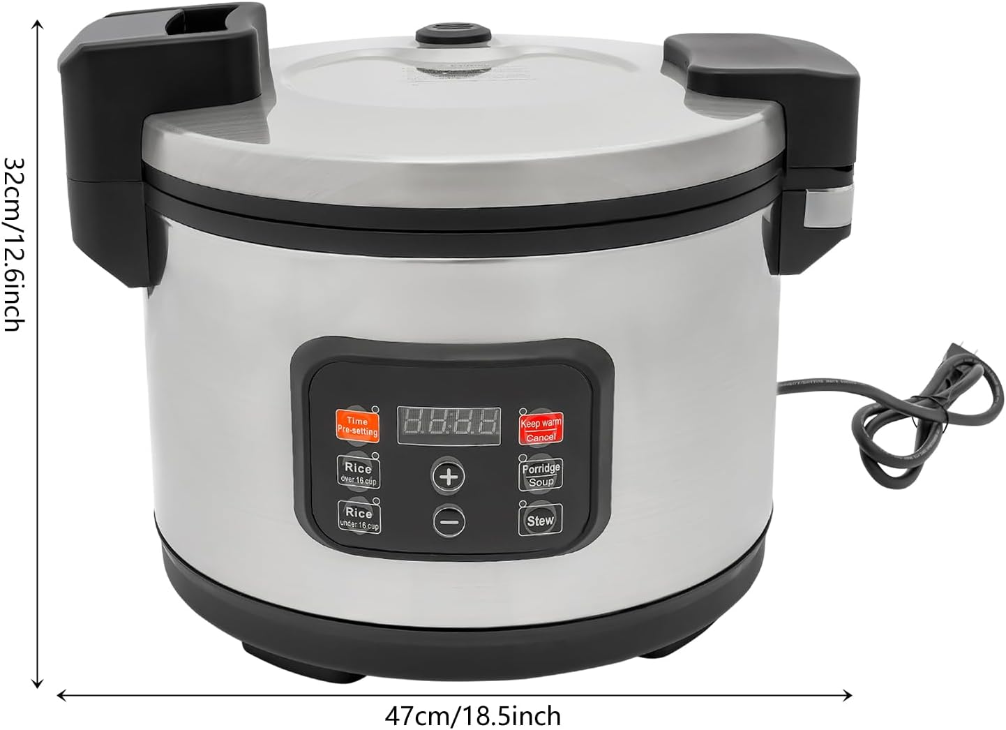 Commercial Rice Cooker & Food Warmer 60 CUPS Cooked Rice | 13L/13.8Qt Extra Large Multifunctional Electric Rice Cooker | 1850W Fast Cooking | Auto Turn Warming | Smart preset from 30 min-24 Hrs