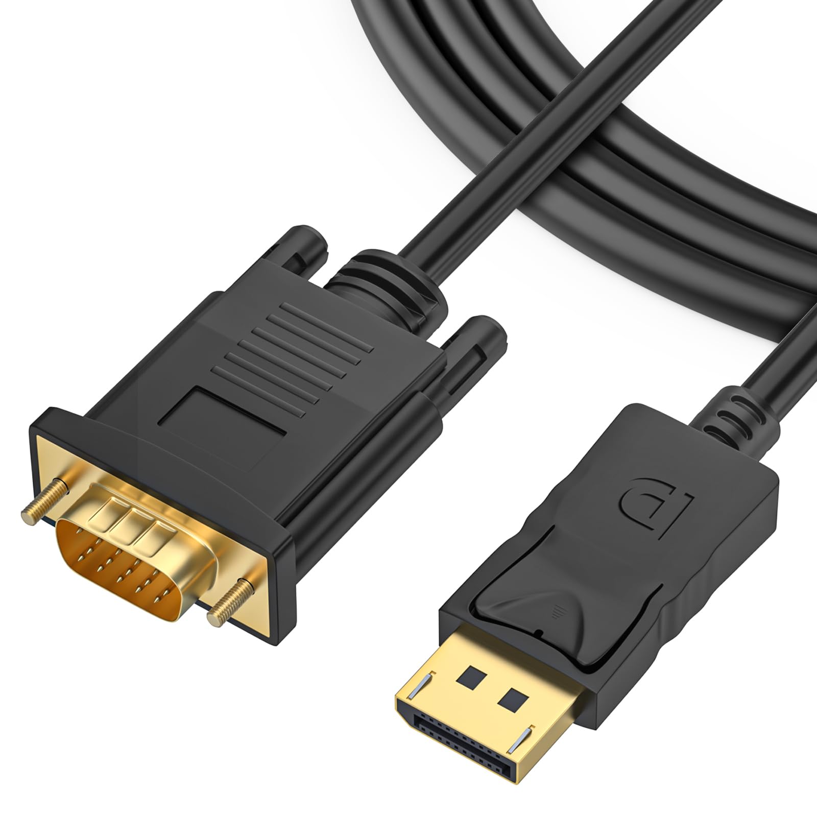 Loydia DisplayPort auf VGA Kabel 1,8M, Unidirektional vergoldetes DisplayPort-Stecker-zu-VGA-Stecker-Adapterkabel, DP zu VGA Konverter-Kabel 1080P@60 Hz für Laptop, PC, Desktop, Monitor, Projektor