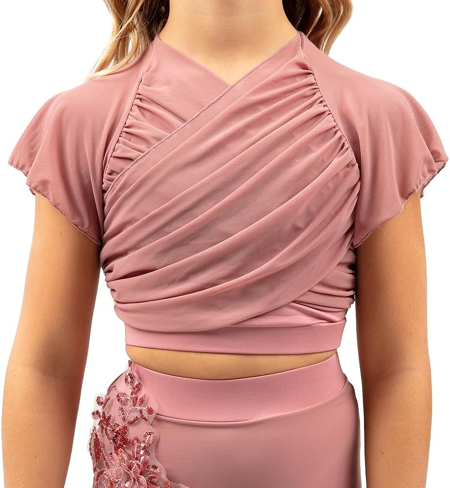 Youth Flutter Sleeve Performance Crop Top