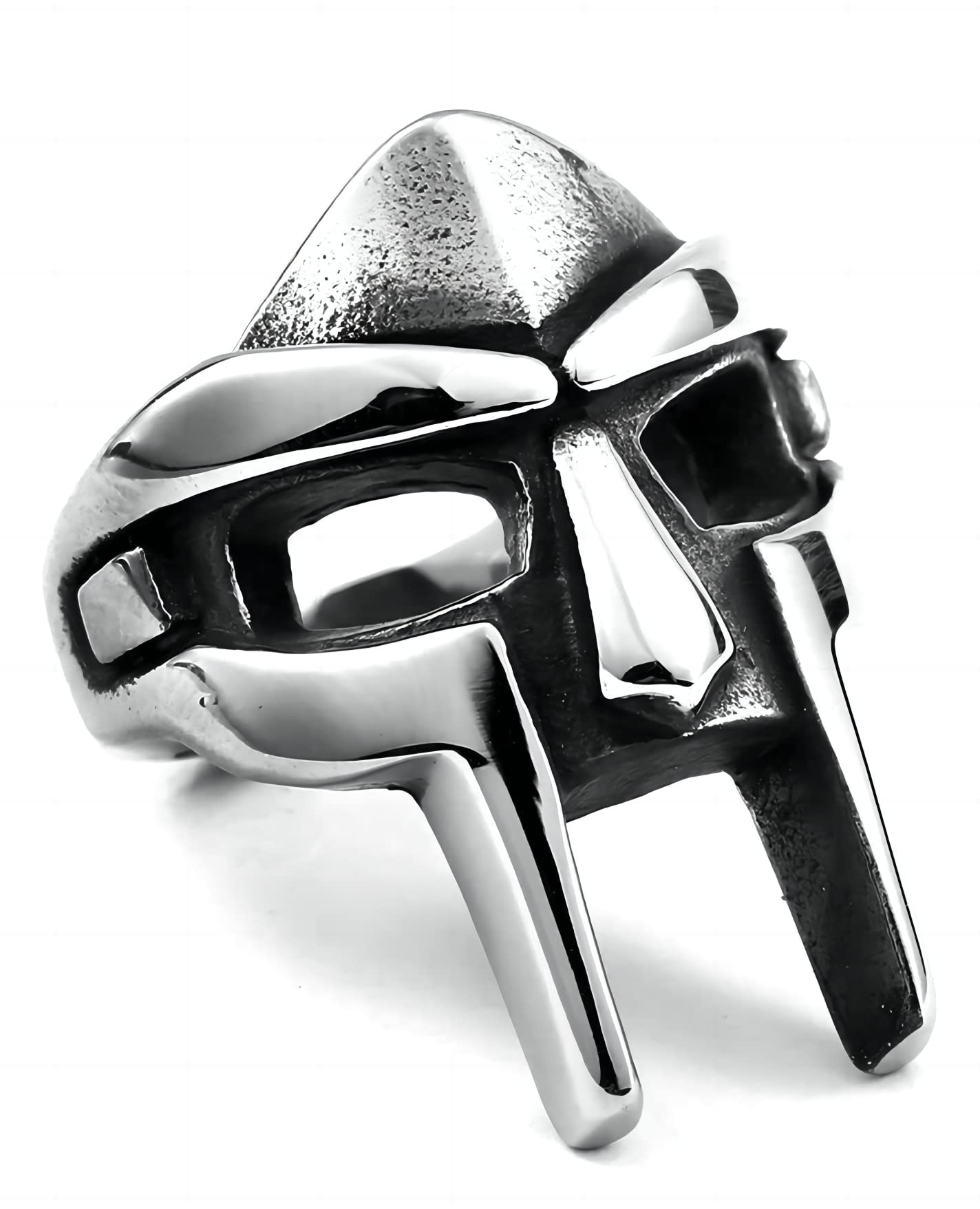 Gushijieju Adjustable Doom Mask Vintage Viking Rings for Men, Jewelry Silver Plated Metal Ring