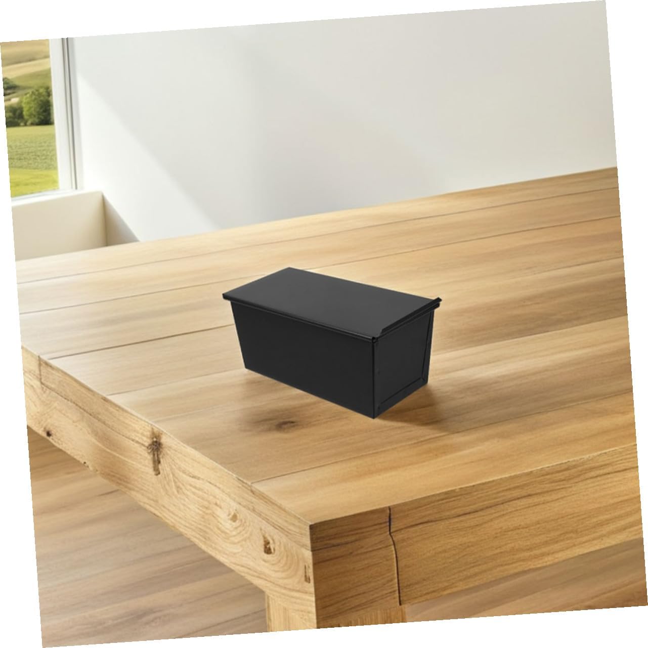 Nonstick Sandwich Pan with Lid 1000g Black Stainless Iron Bread Loaf Pan Covered Bakeware for Home Bread Baking and Toast Storage