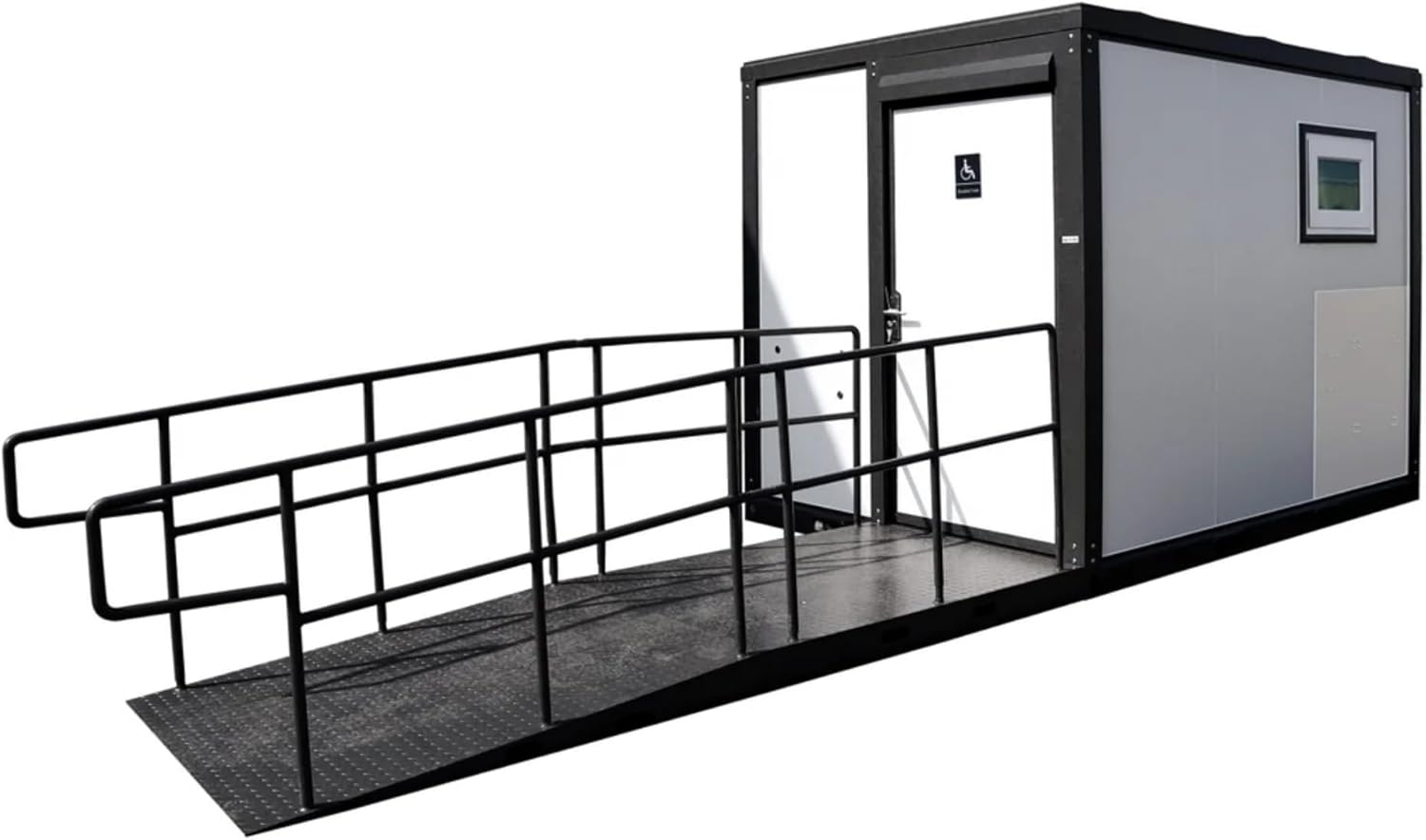 Chery Industrial 10ft Handicap-Accessible Portable Toilet with Built-in Shower and Ramp for Wheelchair Users, Outdoor Restroom for Construction Sites and Events