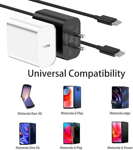 Miniatura 3 de Cargador rápido para teléfono Motorola Edge 2022 0.18 oz, Motorola Edge 2021, Motorola Edge 2020, cargador para Motorola Stylus 0.18 oz 2022,