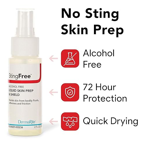 Miniatura 3 de DermaRite 's StingFree, Liquid Skin Prep & Shield - Spray sin alcohol, escudos de líquidos corporales, adhesivos y fricción - Botella de spray, 2