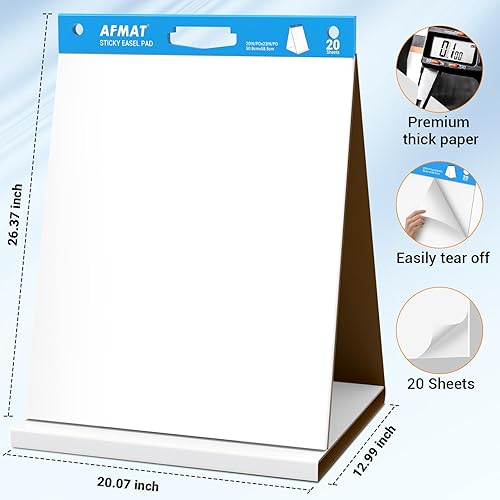 Miniatura 7 de AFMAT Almohadilla de caballete adhesivo de mesa, 20 x 23 pulgadas, soporte de caballete portátil para profesores, súper pegajoso y resistente al