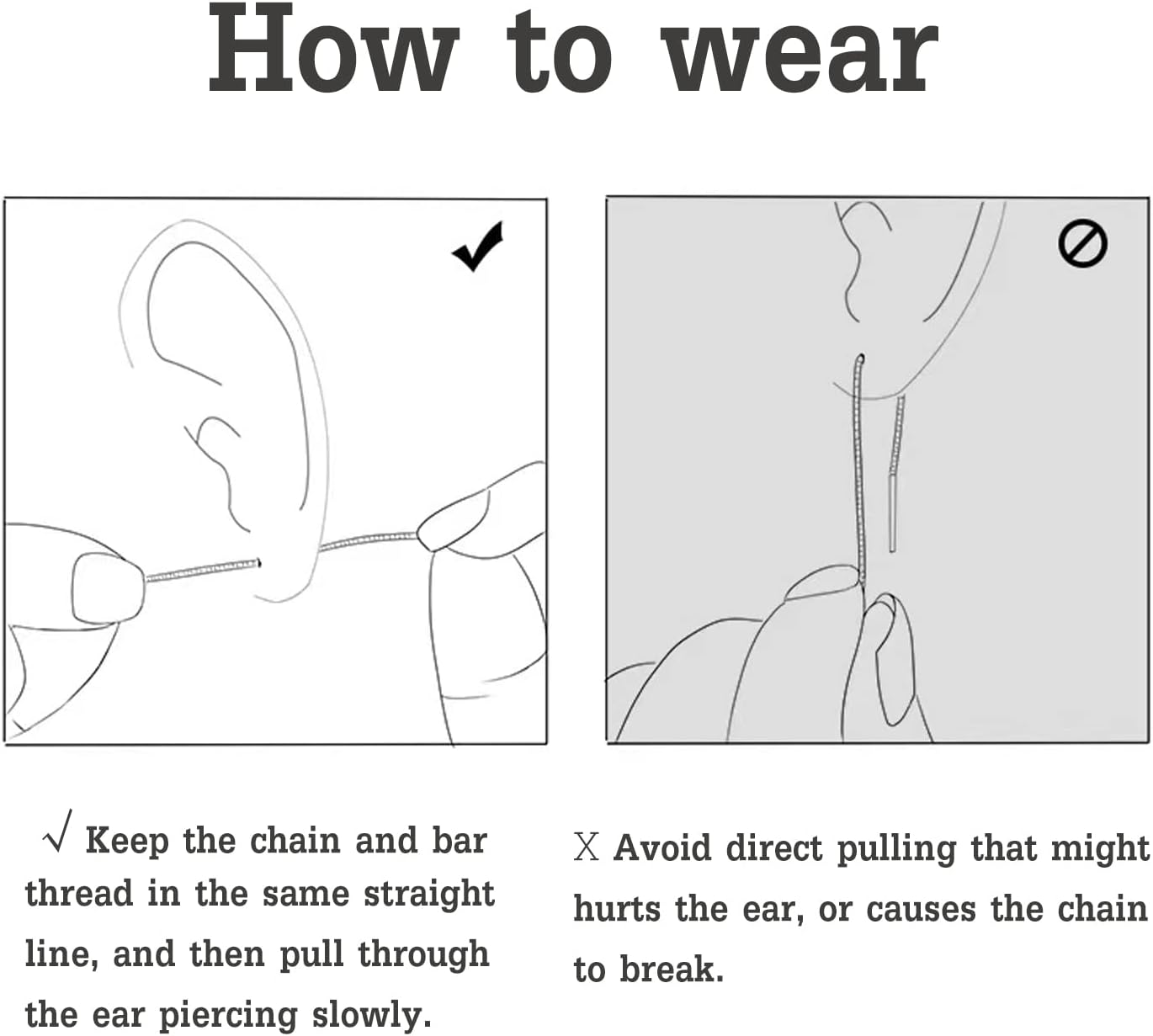 Chain Threader Earrings Silver Cute Minimalist 75mm Long Chain Link Dangling Bar Neadle and Thread Pull Through Earrings - Image 6