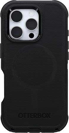OtterBox iPhone 16 Pro (Only) - Defender Series MagSafe Case - Black - Holster Clip Included - Built-in Magnets - Screenless - Rugged & Durable - with Port Protection - Non-Retail Packaging