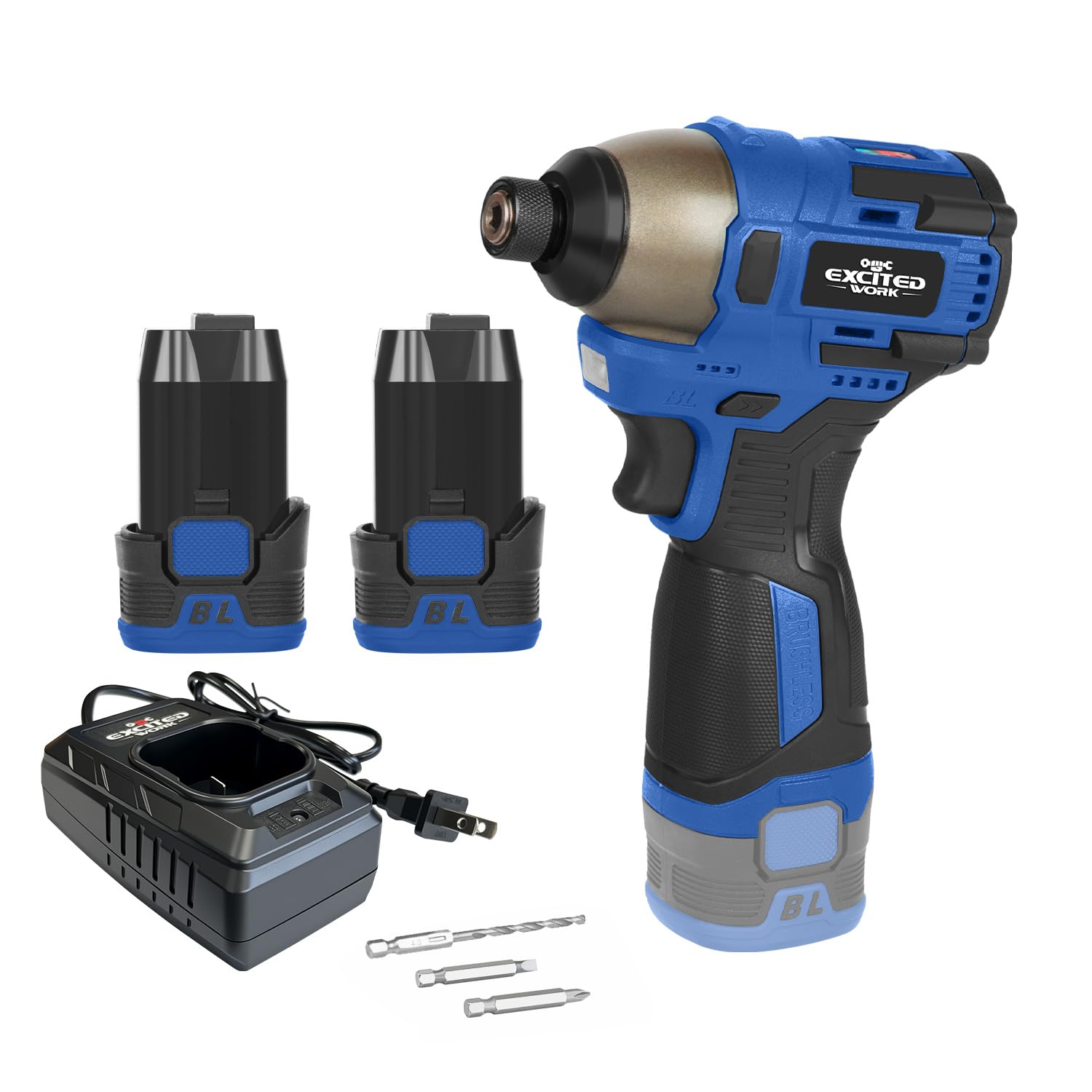 140Nm 17V Brushless Impact Screwdriver with 2 Batteries (Blue)