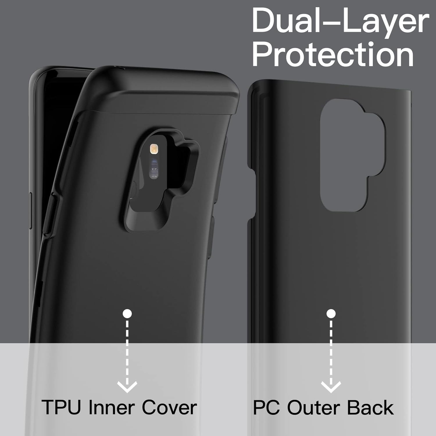 JETech Heavy Shockproof Case for Samsung Galaxy S9, Dual Layer Rugged Protective Phone Cover with Shock-Absorption (Black) 4 61 u6XwLY3L. AC SL1500