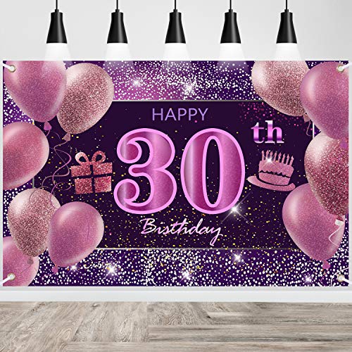 30th Birthday Decorations IMISI Happy Birthday Banner Pink Birthday Backdrop Decorations for a Party