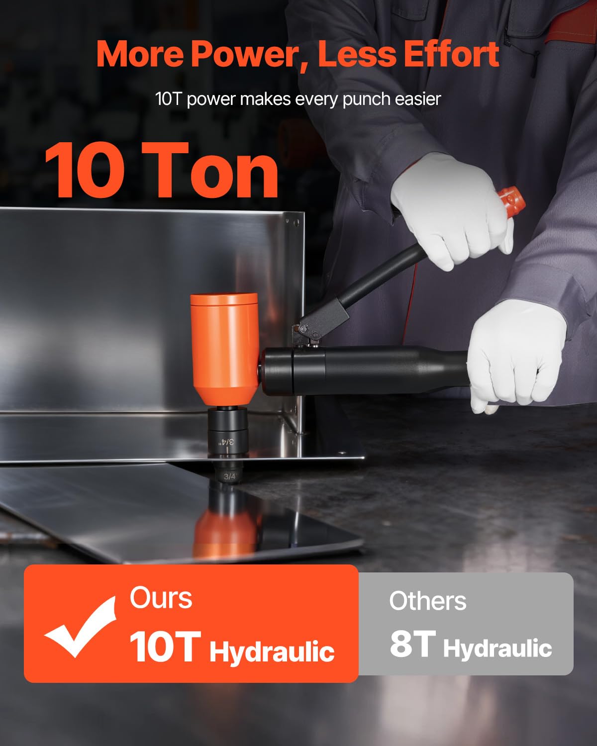 VEVOR Kit di Perforazione Manuale, Set di Punzoni Idraulici da 10 T Kit di Utensili KO per Realizzazione di Fori 1,27 a 5,08 cm con 6 Matrici per Armadi in Metallo, Controllo e Quadri Elettrici