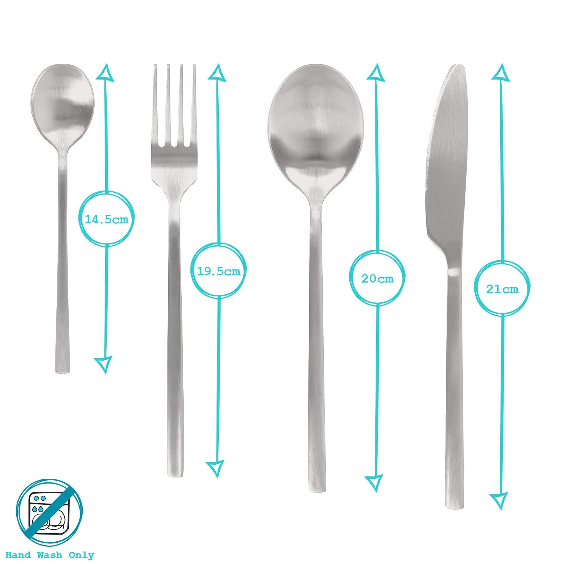 Argon Tischware 48 Stück Besteckset aus Edelstahl - Silber - Essen Gabeln Messer Löffel Hochglanzpoliert Metall 12-Person Tisch Gabel Messer Löffel Set