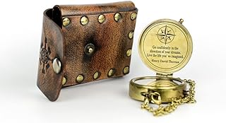Handmade Pocket Compass | Antique Vintage | Brass Compass | Leather Box | Exquisite Nautical Compass for Home Decor | Gift for Every Occasion | Super7One