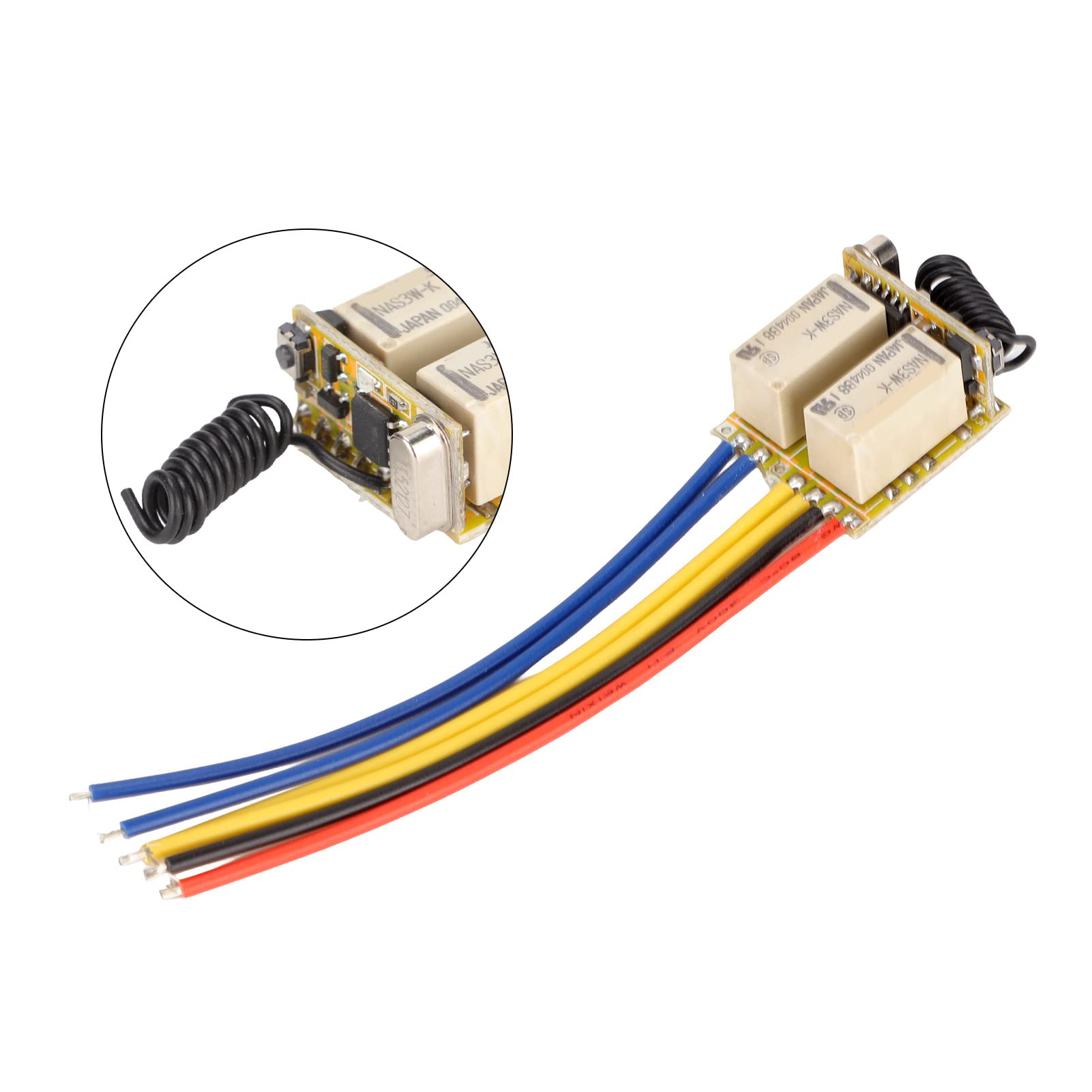 Interruttore Telecomando a Relè DC3.7-2V, Interruttore Wireless Universale a 433Mhz a 2CH, con Pulsante di Apprendimento per Il Sistema di Moduli a Scatto