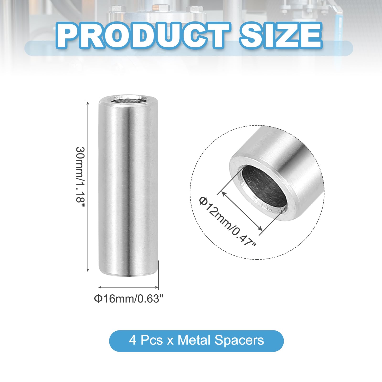 PATIKIL 4 Pcs Stainless Steel Spacers - Image 2