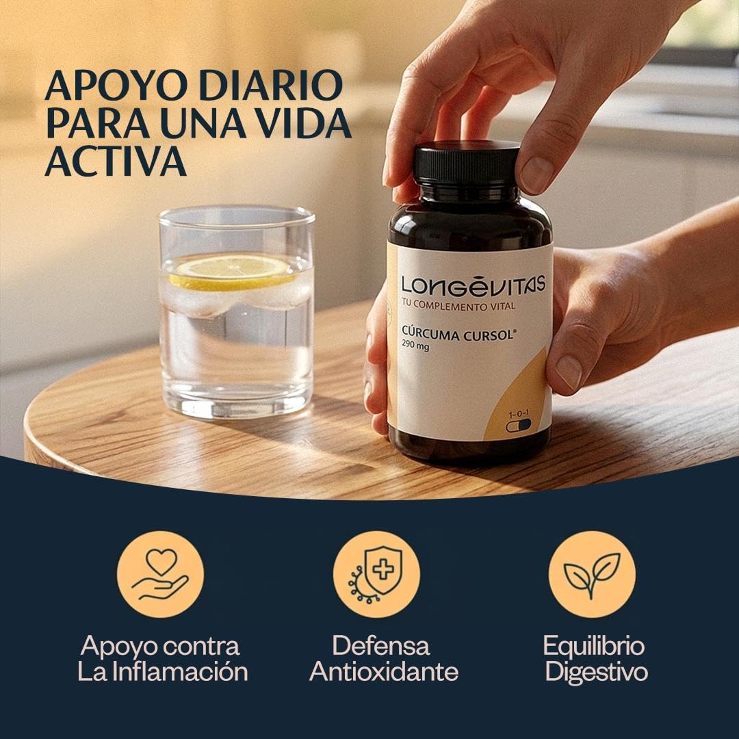 Cúrcuma Cursol 290 mg - Curcumina Alta Absorción - Cúrcuma Cápsulas Alta Biodisponibilidad - Apoyo Bienestar y Digestión - 60 Cápsulas