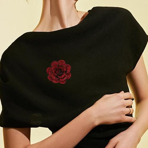 Miniatura 2 de Broche de flores de rosas con diamantes de imitación para mujer, elegantes broches de flores de camelia, broches de solapa vintage, broches de tela,