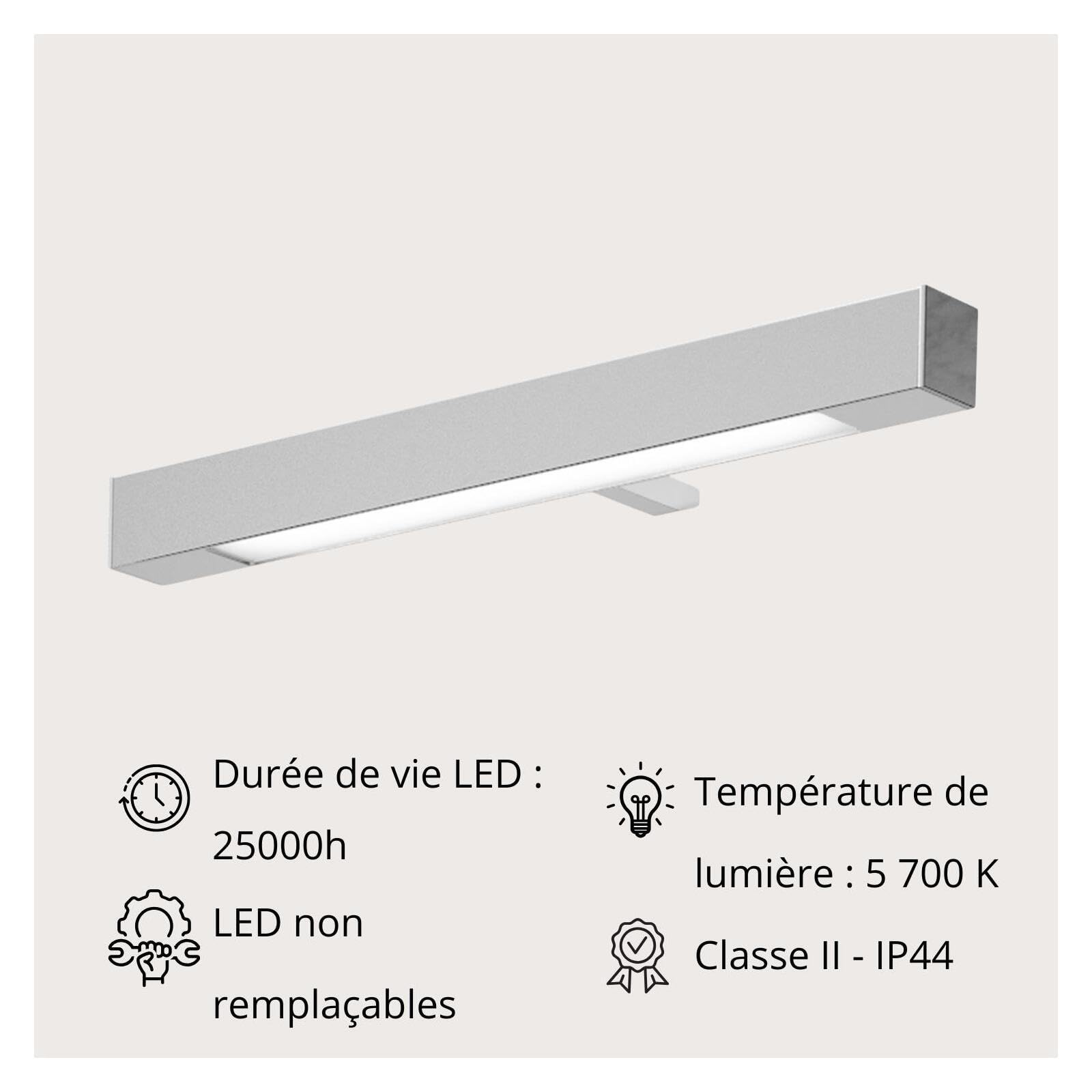 MOB-IN Spot LED pour miroir rectangulaire chromé 30cm
