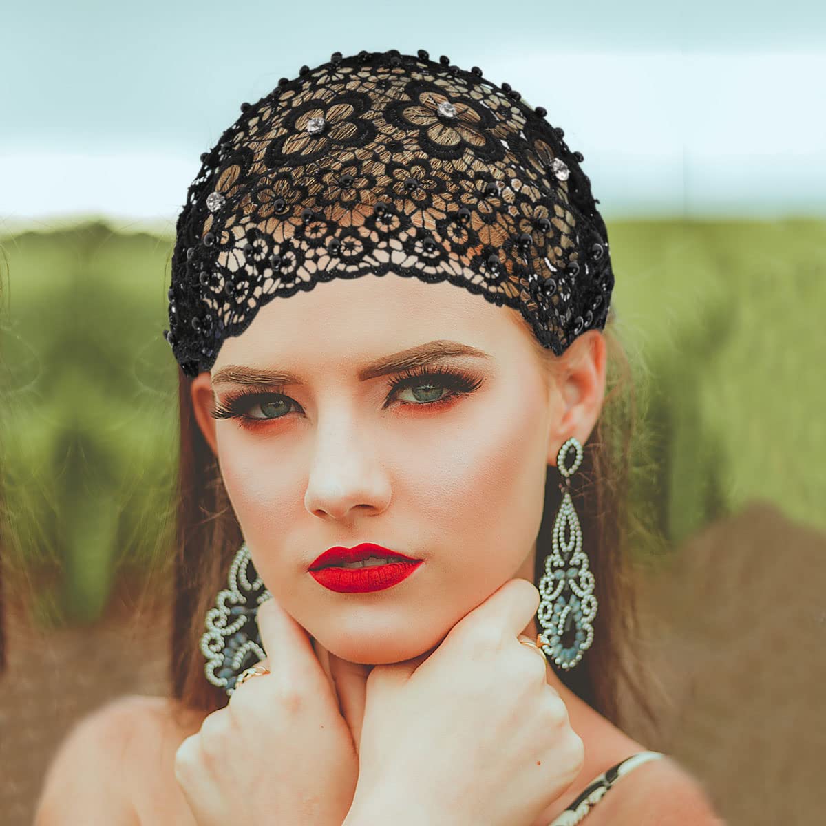 4 Pack Lace Elastic Headbands Women Girls Teens Floral Hairbands for Fashion Amazon.com : FROG SAC 4 Floral Headbands for Girls  main image 3