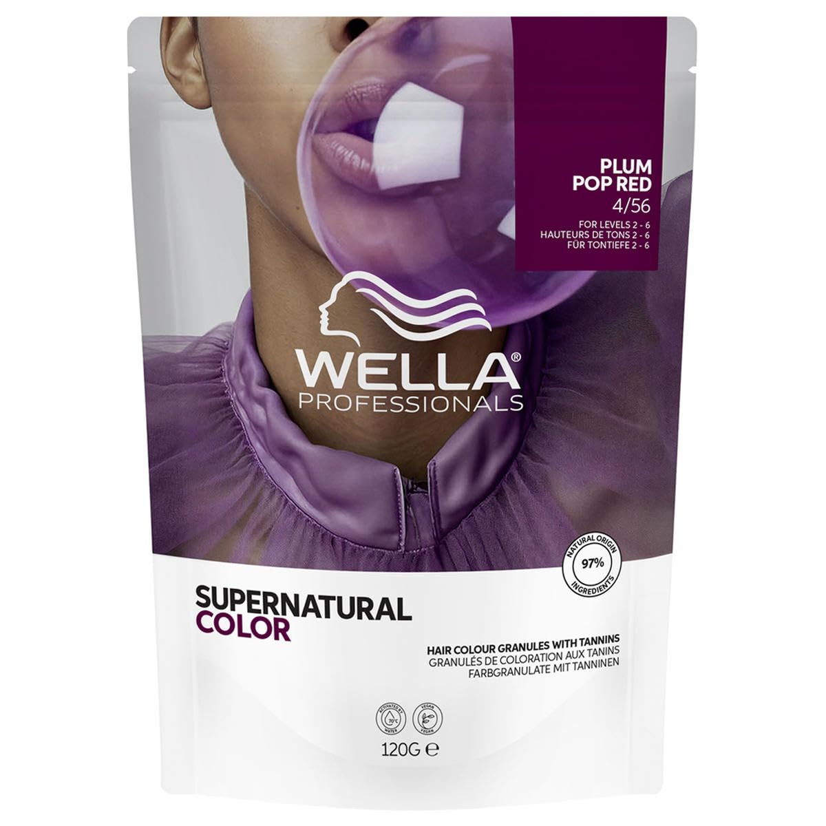 Wella Supernatural Color 4/56 Plum Pop Red 120 g, profesjonalna kolorystyka, naturalny efekt tonalizujący, delikatne krycie i jasne refleksy, naturalny i jednolity efekt