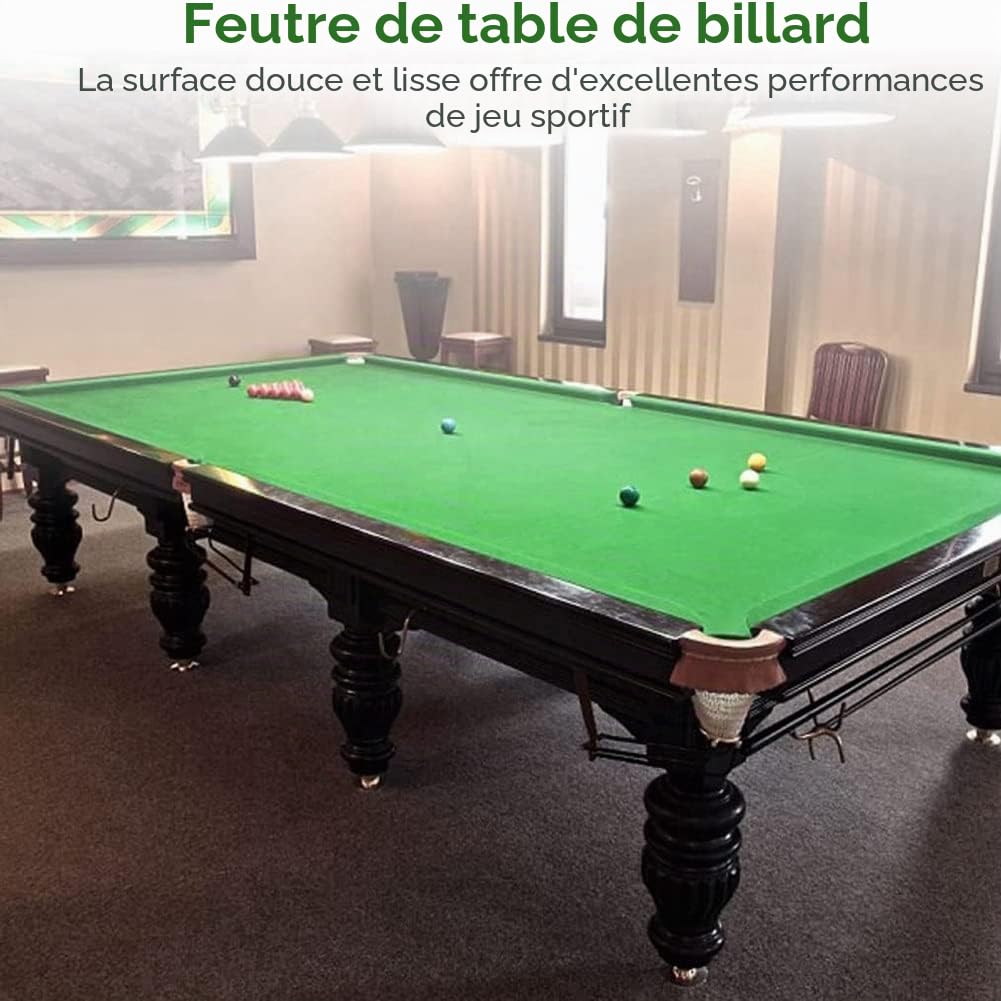 Tissu de Billard, Feutre de Table de Billard de 8 Pieds pour Tables de Billard de 8 Pieds, Protecteur de Billard avec 6 Bandes de Tissu UtiliséEs pour Les Clubs, Les Bars