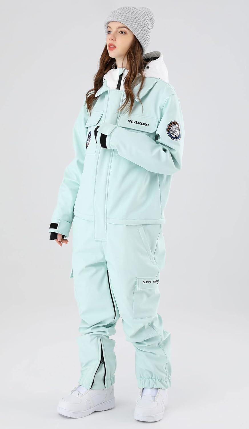 SEARIPE Women and Men's Ski Suits Snowboard One Piece Jumpsuit Winter Outdoor Ovealls Waterproof Warm Snowsuits(74blue,XL) - Image 3