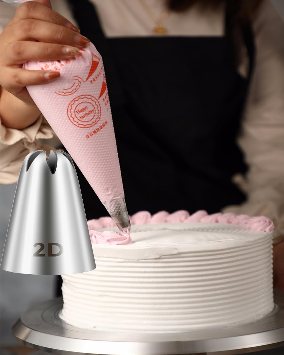 Juego de 4 puntas 2D para pastelería, kit de decoración de pasteles, suministros para hornear, puntas de tubería, bolsas y puntas, kit de tuberías de glaseado, para tartas de taza de galletas