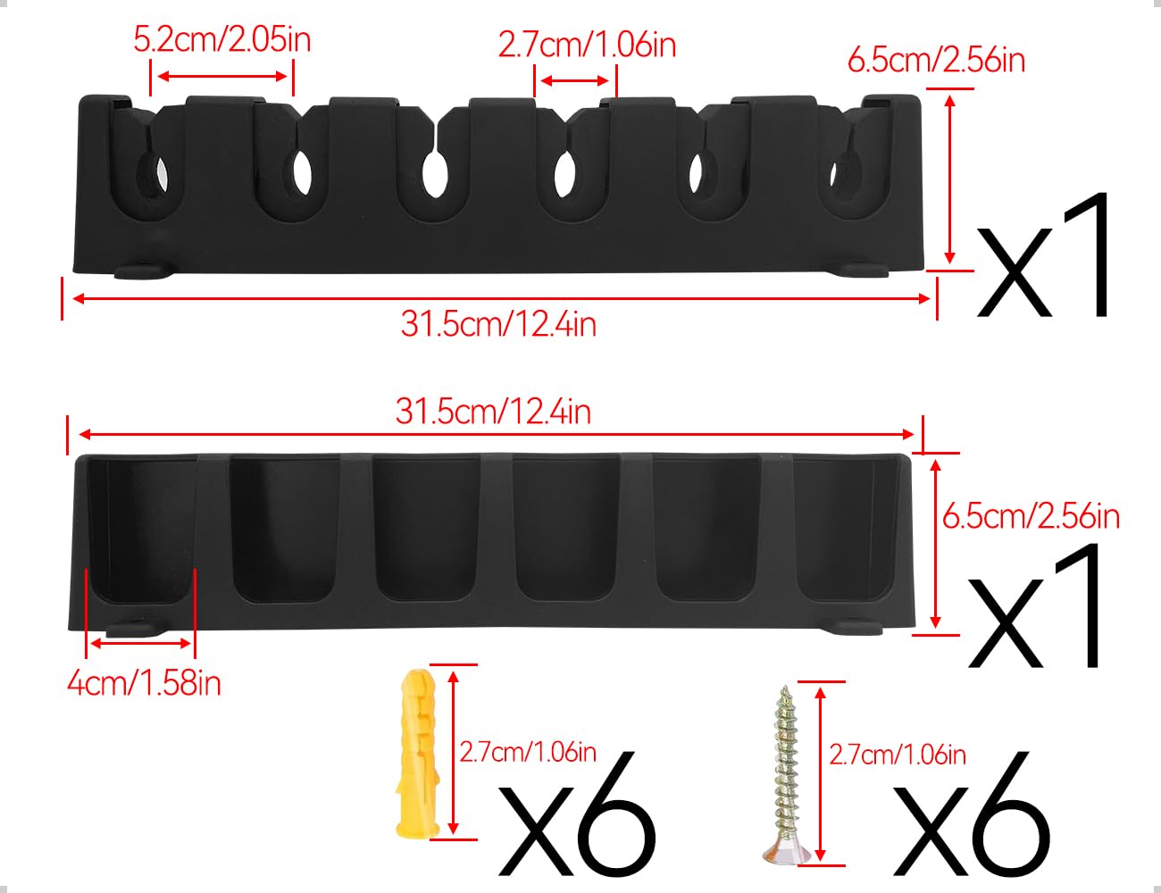 Portacañas de Pared para 6 Cañas de Pescar, Soporte Negro
