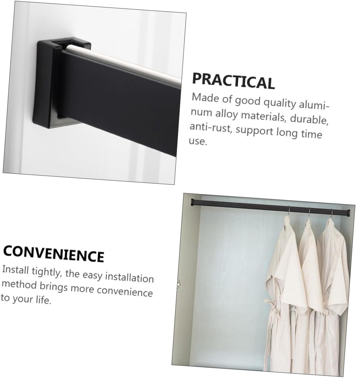 GLEAVI 1set Wardrobe Closet Pole Holder Bracket for Secure Clothes Rod Mounting Easy Installation for Closet Laundry Retail Display 10pcs