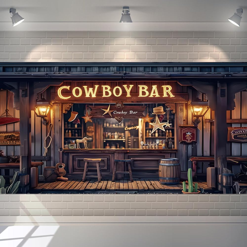 Zachodnie tło 6 x 3 m kowbojskie tematyczne dekoracje imprezowe dziki zachód baner limuzyna vintage bar dziki zachód kraj tło dla dzieci dorosłych materiały do sesji zdjęciowej fotobudka dekoracja