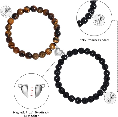 Miniatura 6 de GIEIWIW Magnetic Bracelets for Couples Love Bracelets Distance Natural Beaded Bracelet Valentines Day Gifts