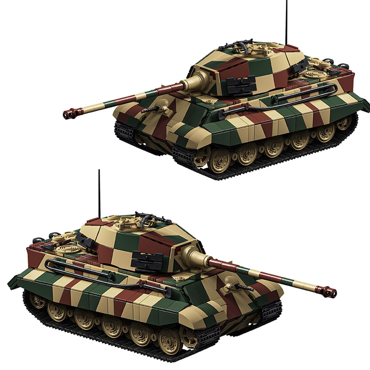 King Tiger Panzer Bauspielzeugsets, Modulares 1:28 WW2 Militärpanzer Modell, Klemmbausteine Panzer Militär Modellbausatz für Erwachsene, Waffen Krieg Fahrzeuge Klemmbausteine Kit(1780PCS)