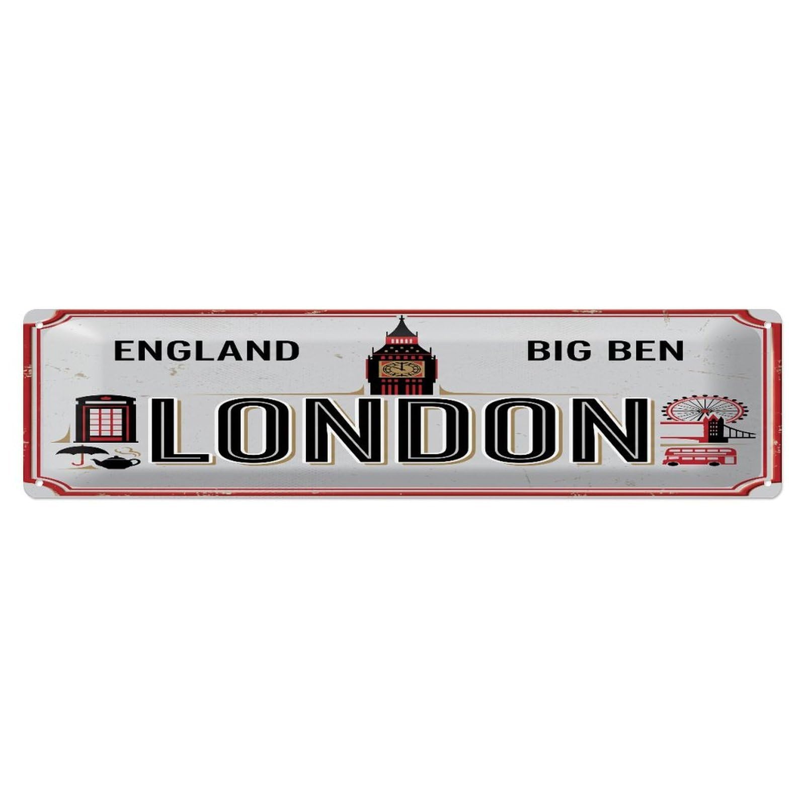 Metal Tin Sign London England Big Ben Telephone Booth
